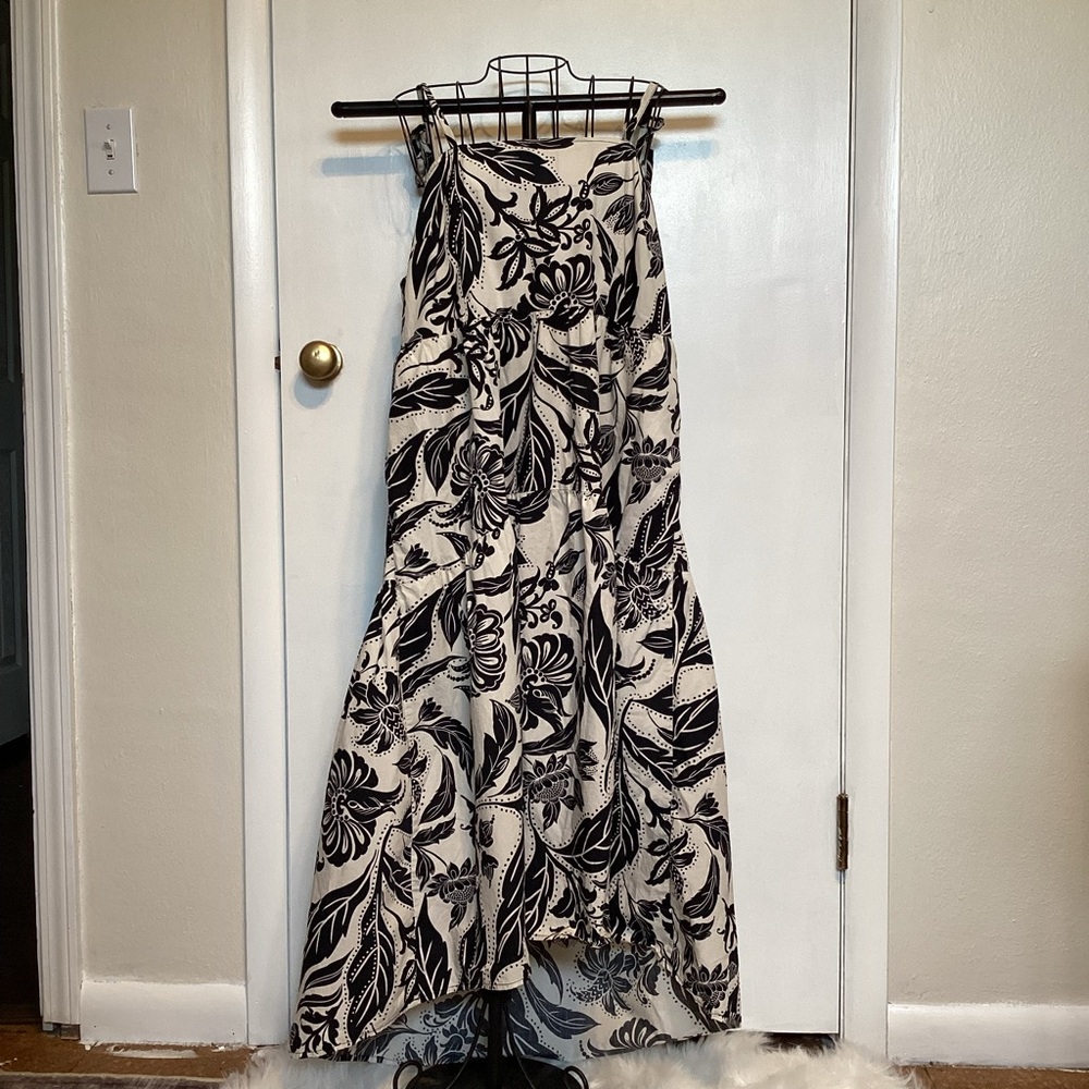 Who What Wear batik floral birch cream/black high-low sundress sz X-Large